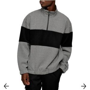 Topman Nwot Textured herringbone Quarter Zip Pullover jacket size Small